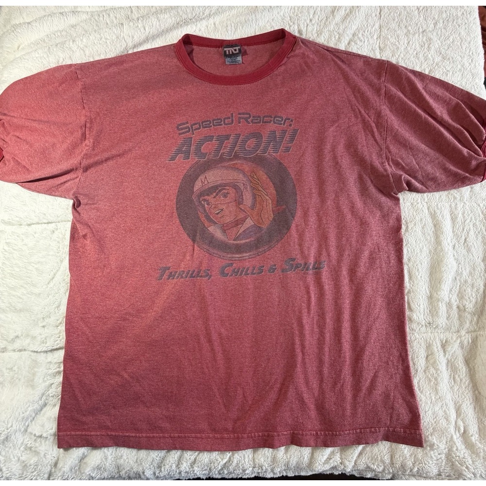 Vintage Speed Racer Ringer T-Shirt Red TNT XL Anime Cartoon Graphic Tee